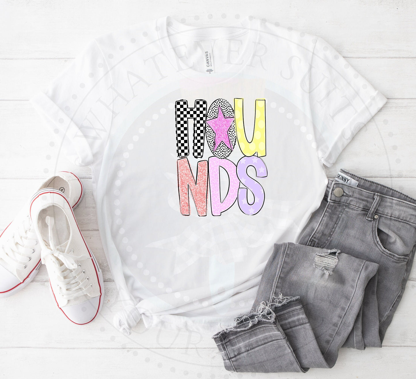 Hounds T-shirt- Pastel Fun DTF T-shirt- Trendy T-shirt- Gildan T-shirt