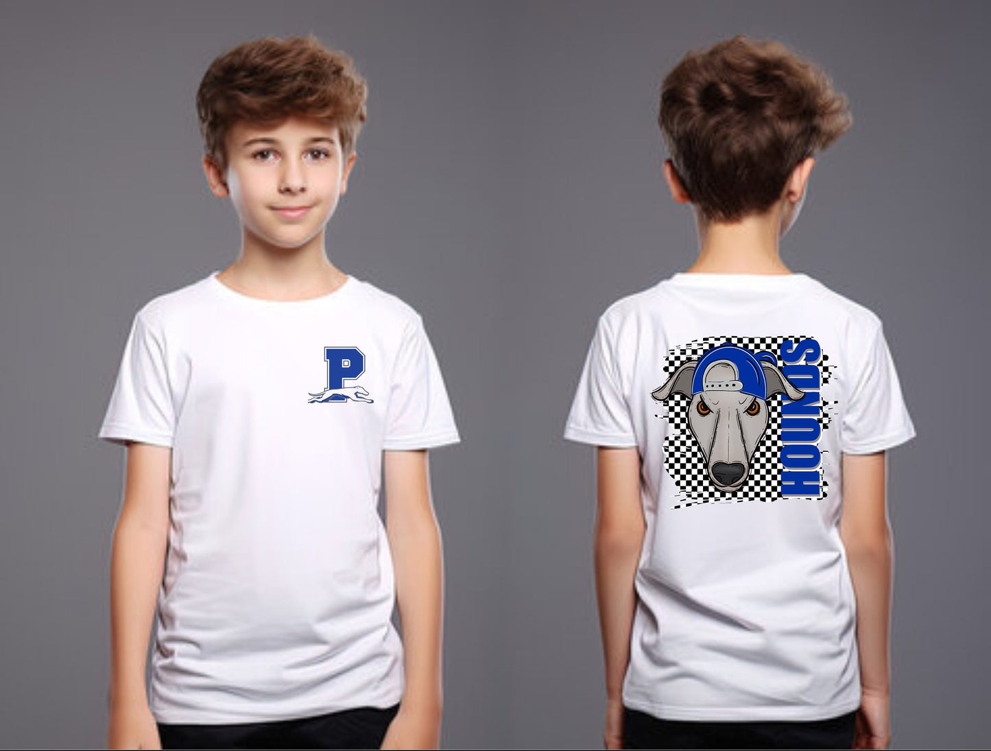 Hounds Backward Hat T-shirt- Hounds Bow Hat T-shirt- Trendy Spirit wear- Gildan T-shirt