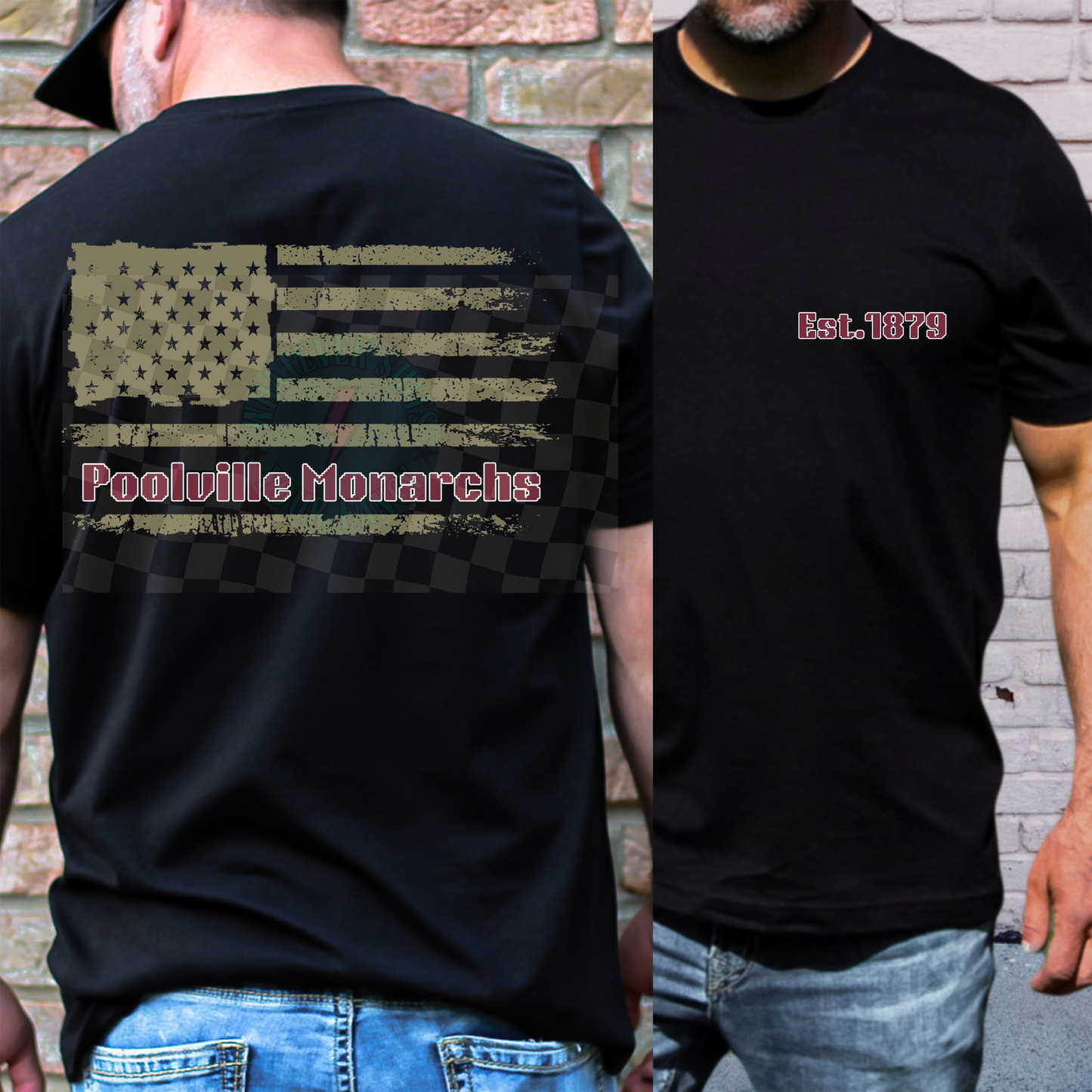 American Flag with poolville Monarchs