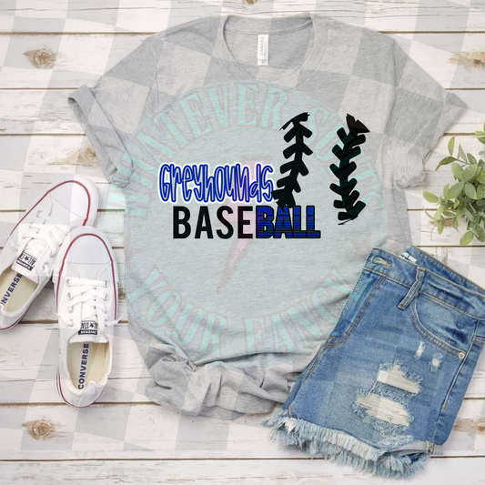 Greyhounds Baseball black lettering
