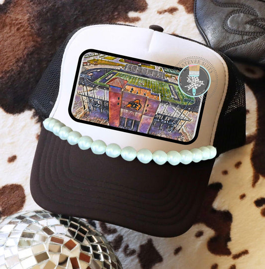 Watercolor Football Stadium Trucker Hat